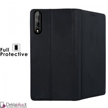 Telone smart magnet serijos atverčiamas dėklas - juodas (telefonams Huawei P Smart S/Y8P)